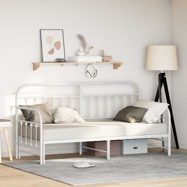 vidaXL Daybed Frame with Headboard White 31.5" x 78.7" Steel