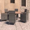 vidaXL 7 Piece Patio Dining Set with Cushions Poly Rattan Gray