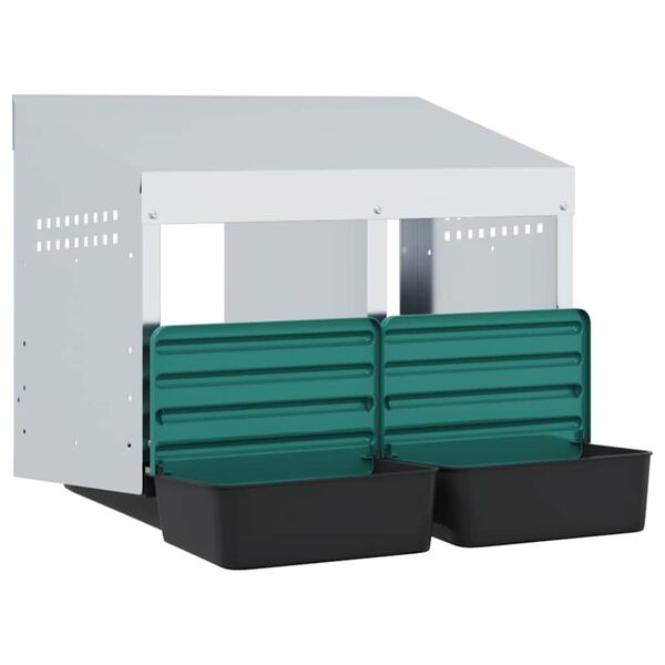 vidaXL Chicken Nesting Box 2 Compartments Wall-Mounted Galvanised Steel