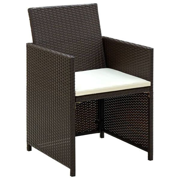 vidaXL Sofa Set Brown PE rattan + Powder-coated steel frame Standard