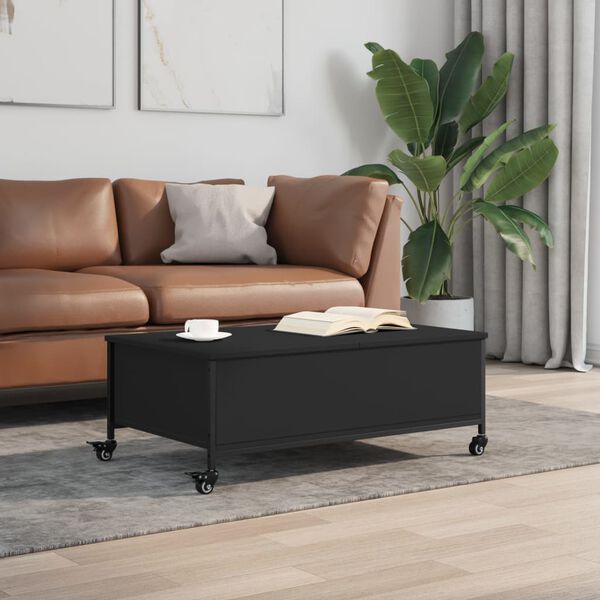 vidaXL Coffee Table Black Engineered Wood, Powder-Coated Steel