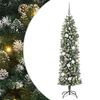 vidaXL Artificial Slim Christmas Tree Green and White 70.87 in