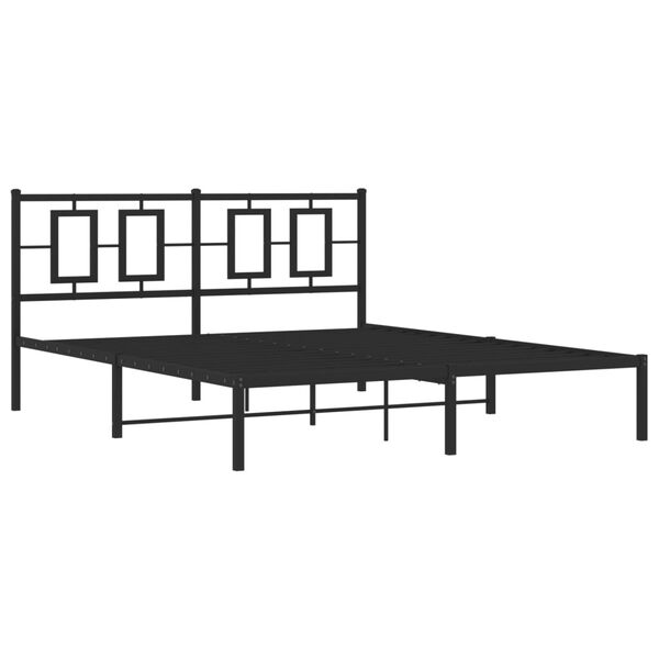 vidaXL Bed Frame Black Powder-Coated Steel King Bed Frame Rectangular