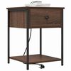 vidaXL Bedside Cabinet with Drawer Brown Oak 16.54 x 16.14 x 22.05 in