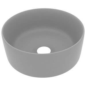 vidaXL Luxury Wash Basin Round Matt Light Grey 15.7x5.9" Ceramic