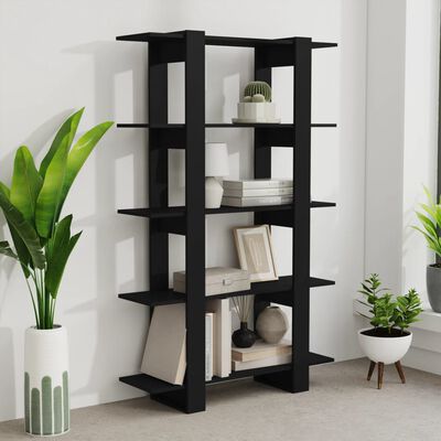vidaXL Book Cabinet/Room Divider Black 39.4"x11.8"x63"