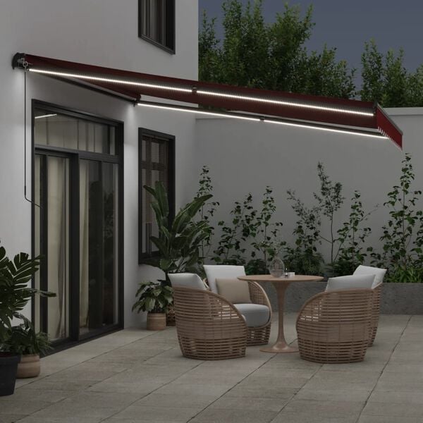 vidaXL Retractable Awning Burgundy and Anthracite