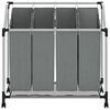 vidaXL Laundry Basket with Wheels&nbsp;4 Compartments Grey