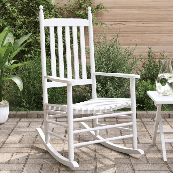 vidaXL Rocking Chair White Solid fir wood Standard Durable