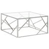 vidaXL Coffee Table Silver Stainless Steel, Tempered Glass
