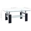 vidaXL Coffee Table Black and Transparent Tempered Glass, Melamine