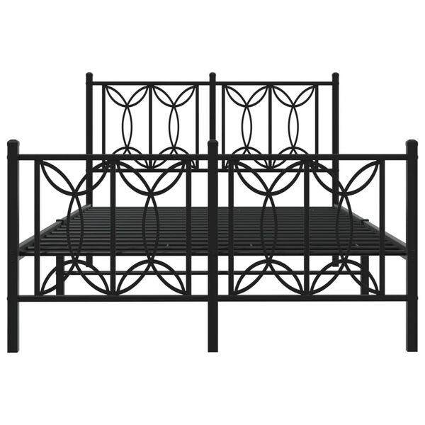 vidaXL Bed Frame Black Steel Small Double Rectangular Modern