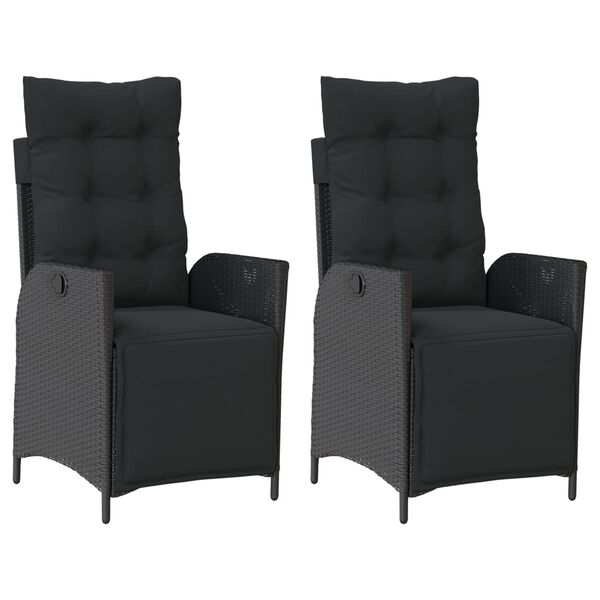 vidaXL Reclining Garden Chair Set of 2 Black, Cream White
