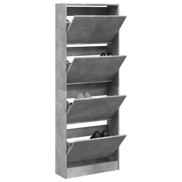 vidaXL Shoe Cabinet Concrete Gray Engineered Wood Compact Shoe Cabinet