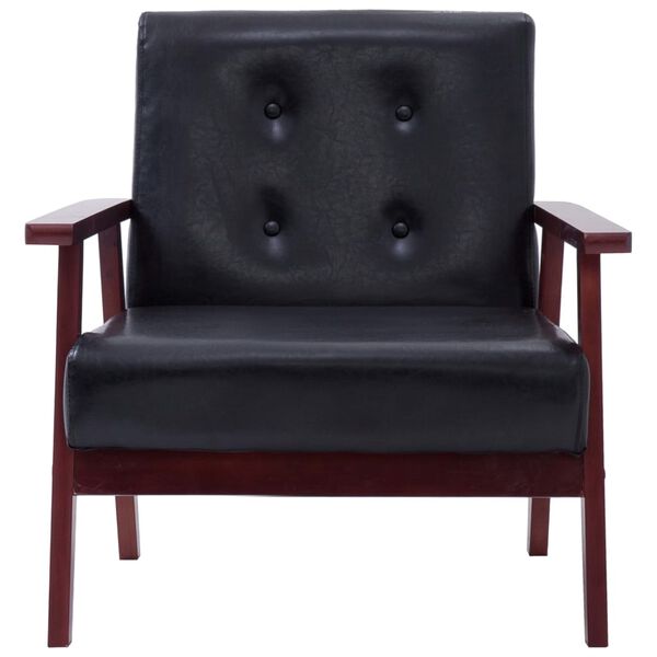 vidaXL Armchairs Black Faux leather, Wooden frame Standard Durable