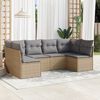 vidaXL Garden Sofa Set Beige PE Rattan Large Adjustable Feet