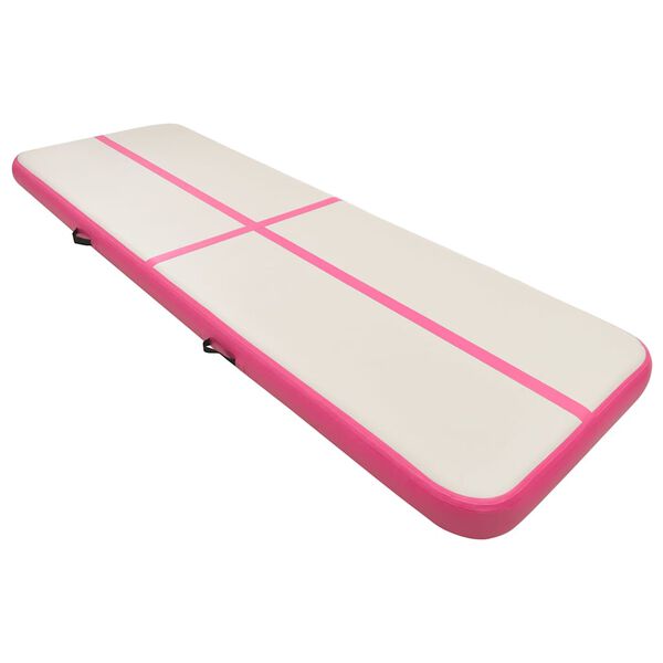 vidaXL Inflatable Gymnastics Mat with Pump 196.9x39.4x5.9" PVC Pink