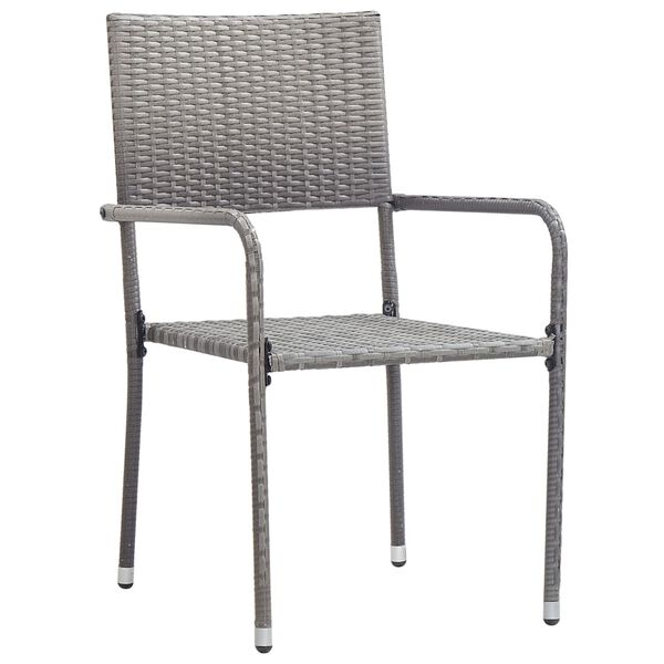 vidaXL Garden Dining Set Grey and Black Poly Rattan, Steel, Tempered Glass