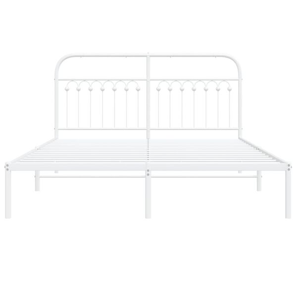 vidaXL Bed Frame White Steel Double Bed Frame Rectangular Double Bed