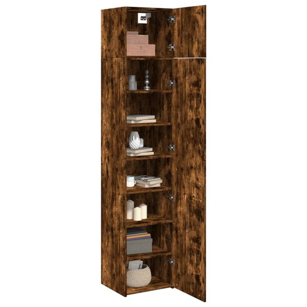 vidaXL Slim Storage Cabinet Smoked Oak 17.7"x16.7"x88.6" Engineered Wood