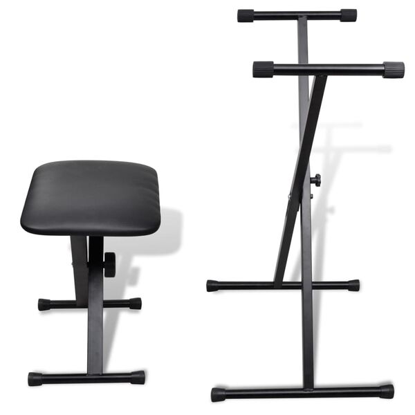 vidaXL Adjustable Keyboard Stand and Stool Set
