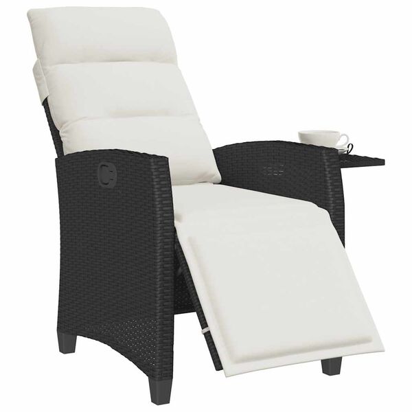 vidaXL Reclining Garden Chair Black PE rattan, powder-coated steel Medium