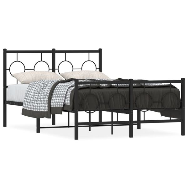 vidaXL Bed Frame Black Powder-coated steel Small Double Bed Frame