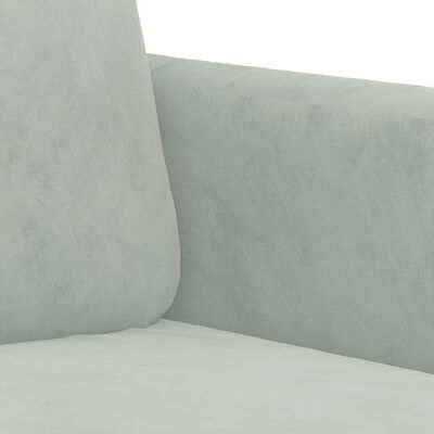 Close-up of sofa upholstery showing light grey fabric texture.