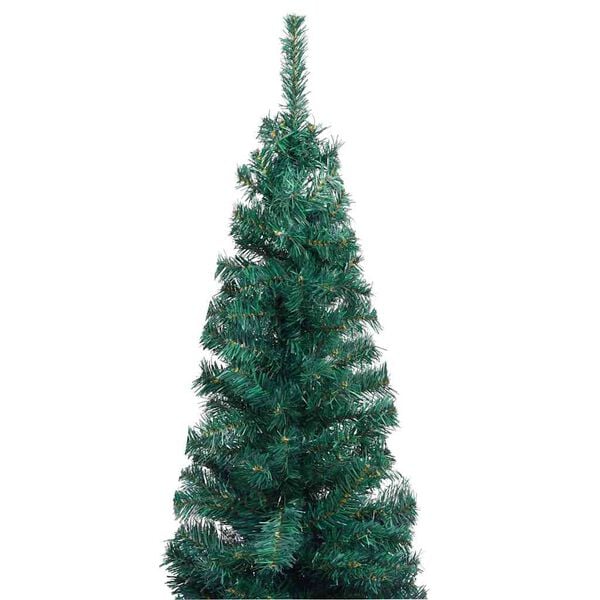 vidaXL Slim Artificial Pre-lit Christmas Tree with Ball Set Green 94.5"