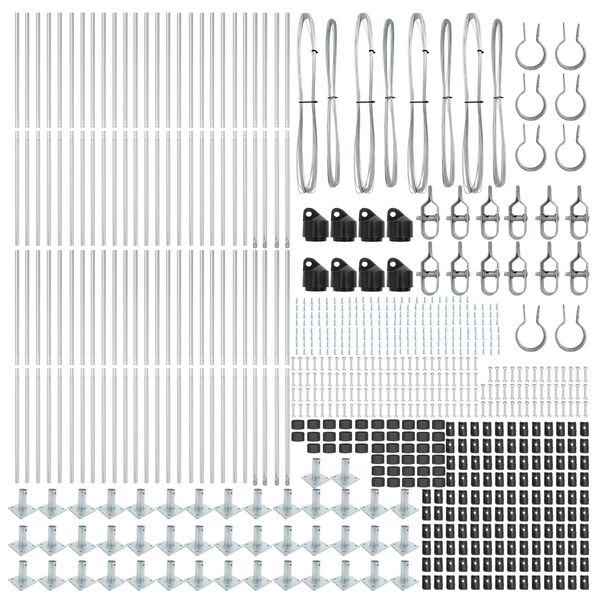 vidaXL Fence Post Other 52 pcs Grey 1.26 x 1.26 x 32.87 in Steel