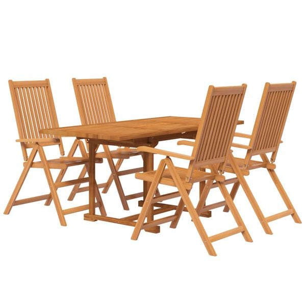 vidaXL Garden Dining Set Natural Wood Solid Acacia Wood 5 Piece Set