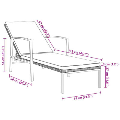 vidaXL Sun Loungers 2 pcs with Table Poly Rattan Black