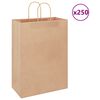 vidaXL Paper Bags 250 pcs with Handles Brown 12.6x6.7x17.3"