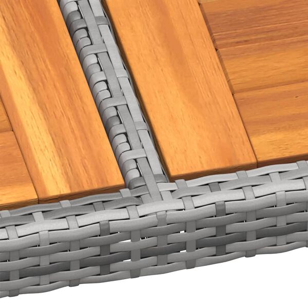 vidaXL Garden Table Grey Poly rattan, powder-coated steel, solid acacia wood