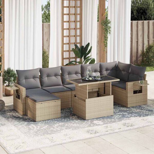 vidaXL Garden Sofa Set Beige, Light Grey
