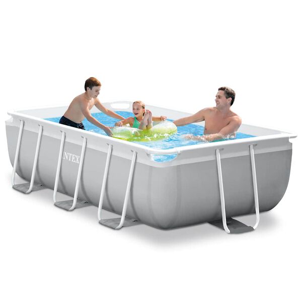 INTEX Above Ground Pool Grey Steel Large Collapsible Above Ground Pool