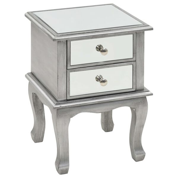 vidaXL Mirrored Nightstand Silver Mirrored glass, MDF Compact