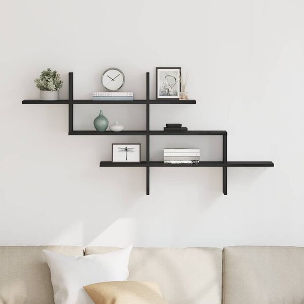 vidaXL Wall Shelf Black Oak 124,5x18x60,5 cm Engineered Wood