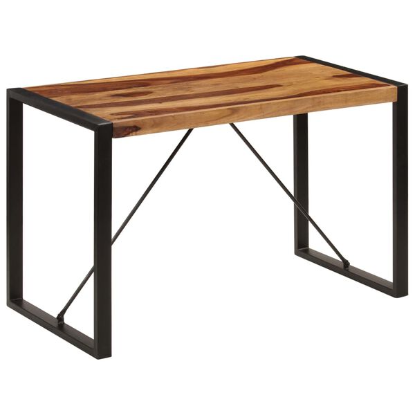 vidaXL Dining Table Brown and black Solid Acacia wood 47.2 in Durable