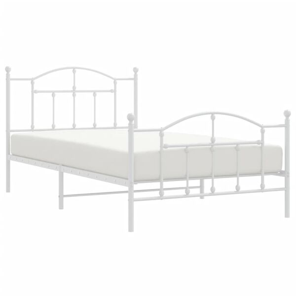 vidaXL Metal Bed Frame without Mattress with Footboard White 107 x 79.9 "