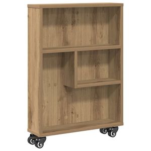 vidaXL Narrow Storage Trolley Artisian Oak 18.9x5.1x26.8" Engineered Wood