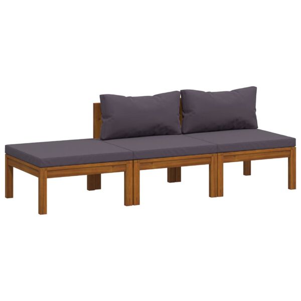 vidaXL Wooden Lounge Set Dark grey Solid acacia wood, polyester Medium