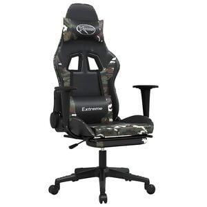vidaXL Gaming Chair Black and camouflage Faux leather, metal, plywood, foam