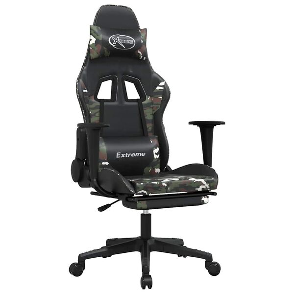 vidaXL Gaming Chair Black and camouflage Faux leather, metal, plywood, foam