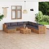 vidaXL 9 Piece Patio Lounge Set with Dark Gray Cushion Solid Teak Wood
