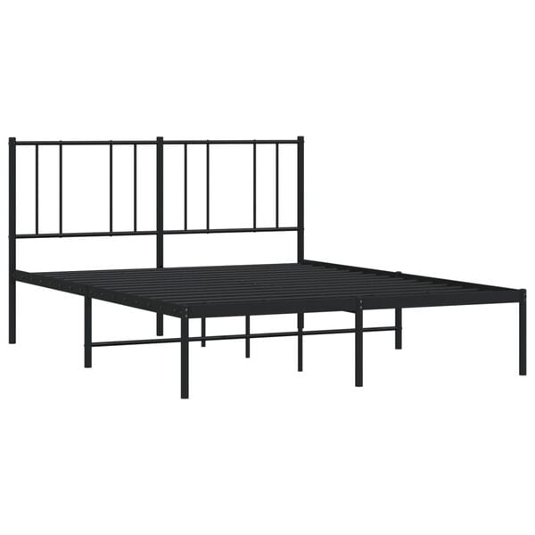 vidaXL Bed Frame Black Powder-Coated Steel 47.2 x 78.7 in Bed Frame