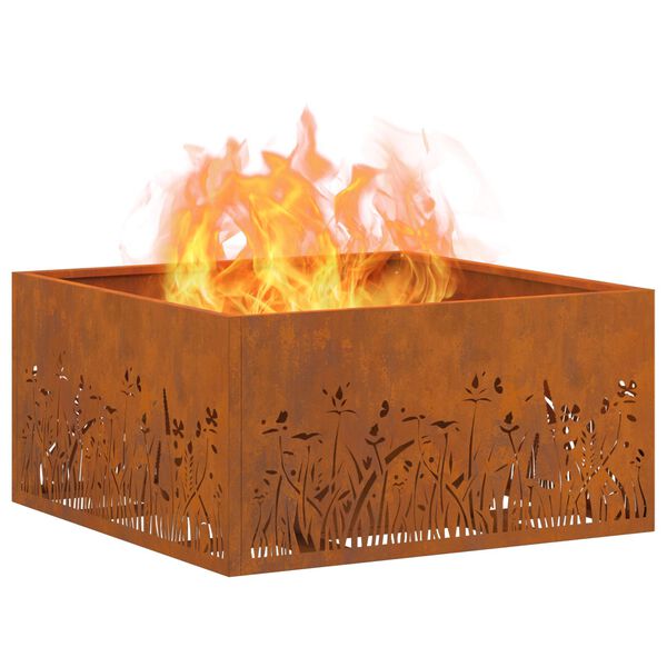 vidaXL Fire Pit Brown 23.62 x 23.62 x 11.81 in Steel