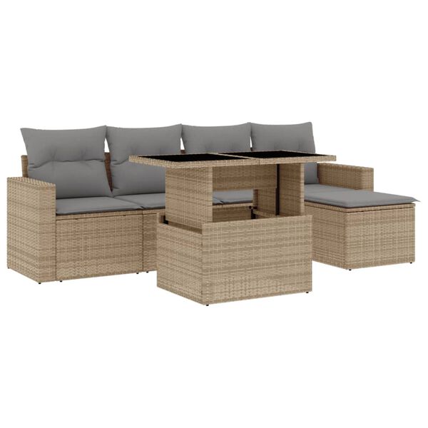 vidaXL Garden Sofa Set Beige and Light Gray