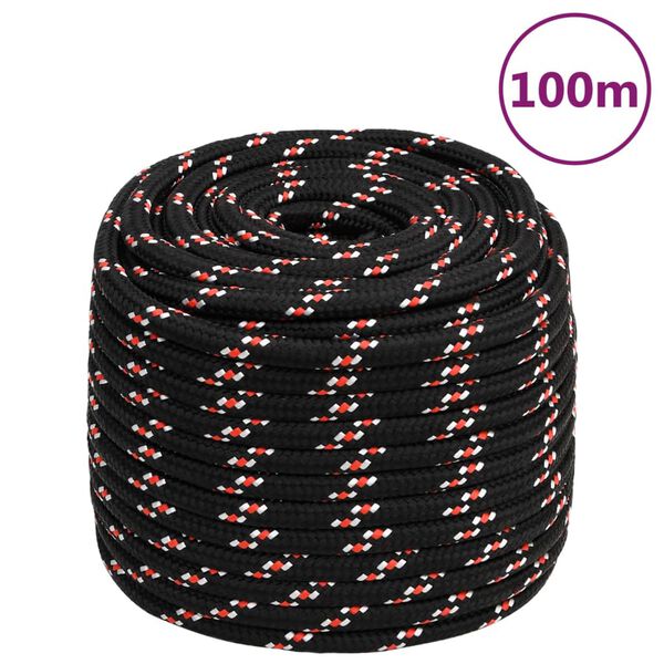 vidaXL Boat Rope Black 0.71 " 328.1 ' Polypropylene