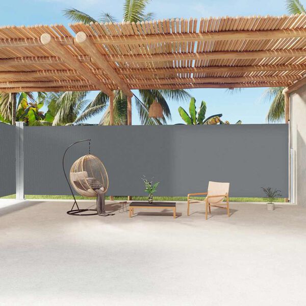 vidaXL Side Awning Anthracite Polyester with PU coating, Steel, Aluminum